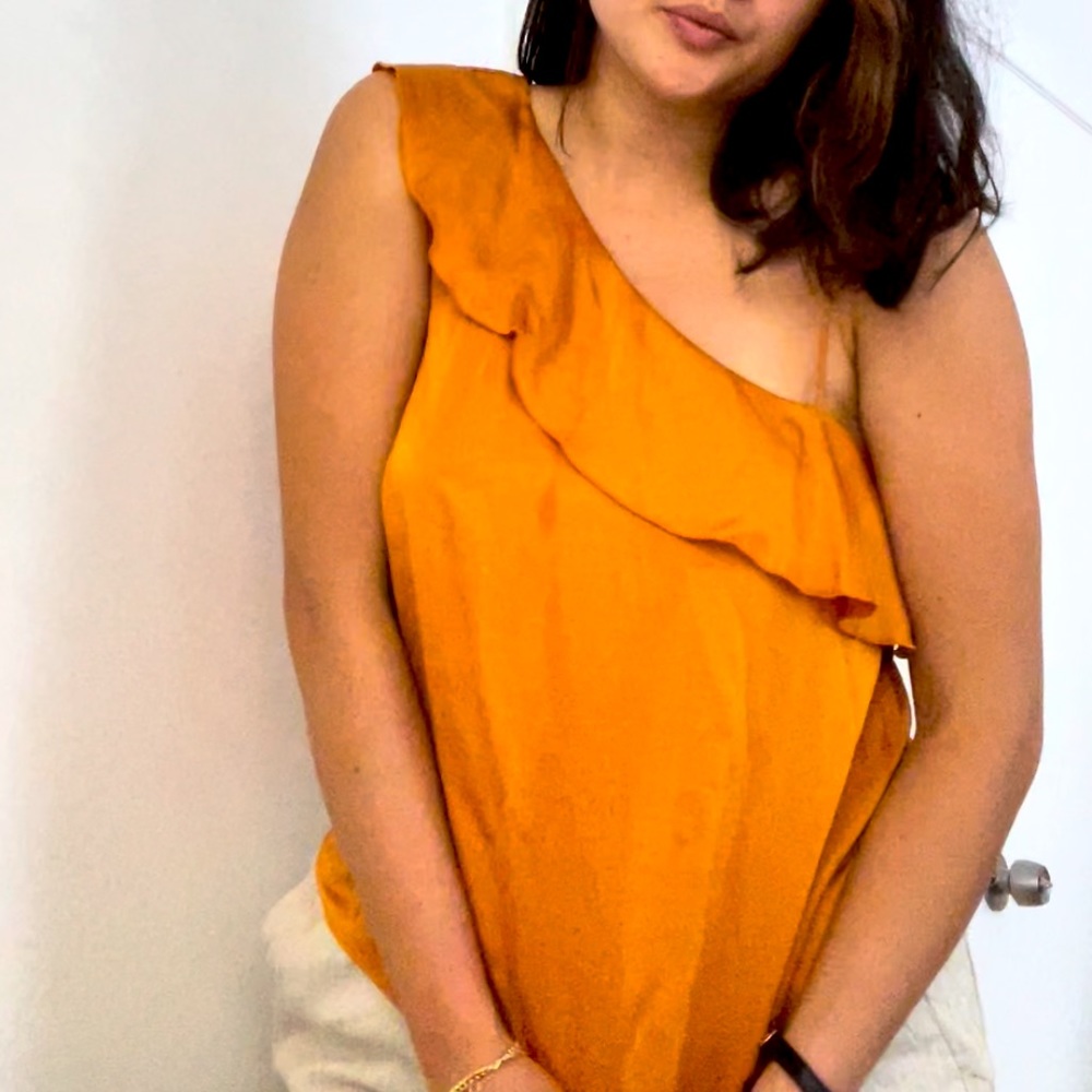 One Shoulder Burnt Orange Top